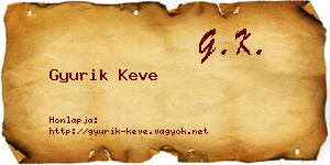 Gyurik Keve névjegykártya